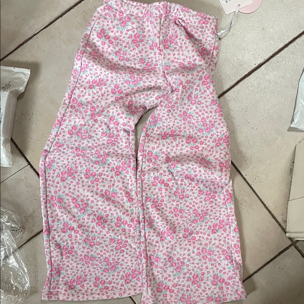 LoveShackFancy x target girls L Pink Floral Print Girls sweatpants